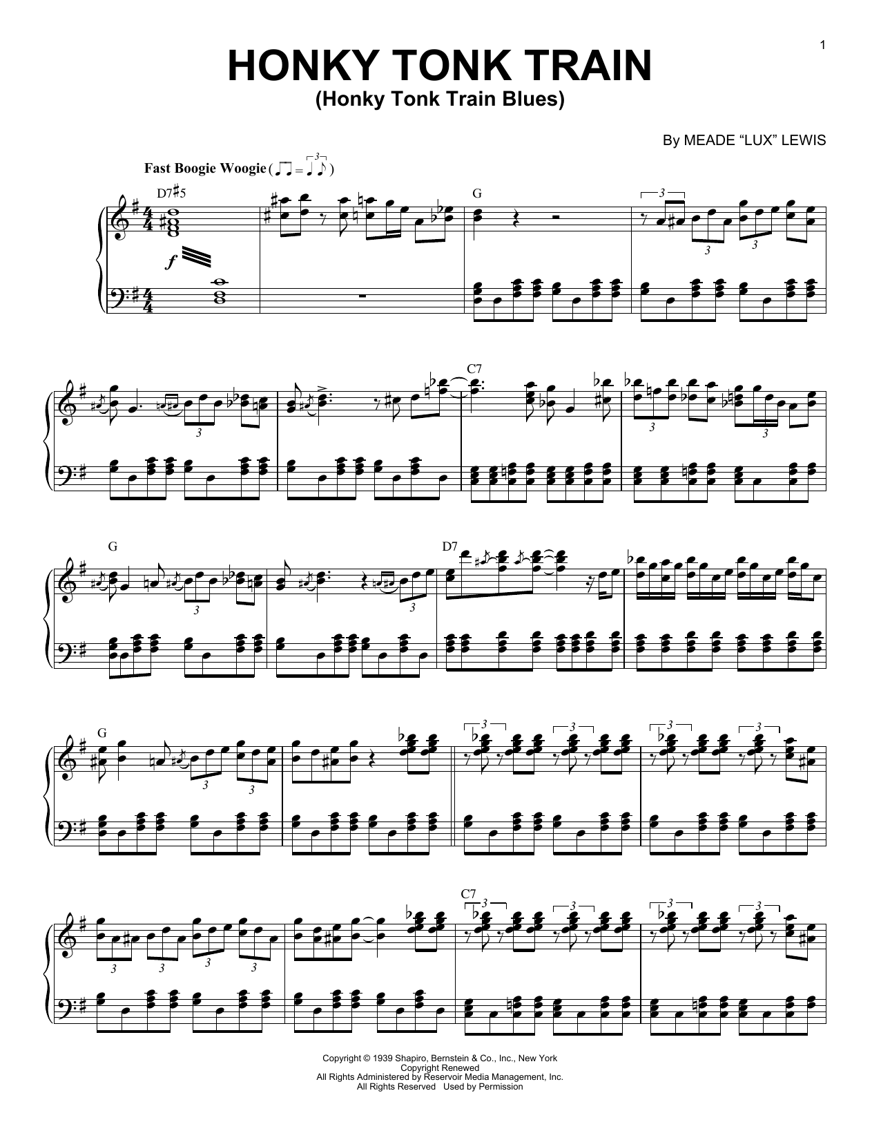 Product gallery: Page 1 of 1 Honky Tonk Train (Honky Tonk Train Blues) (arr. Brent Edstrom), Meade "Lux" Lewis