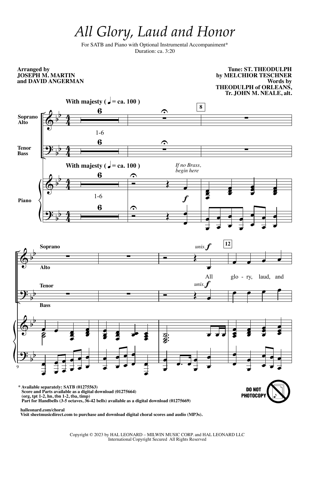 Product picture to: All Glory, Laud and Honor (arr. Joseph M. Martin and David Angerman)