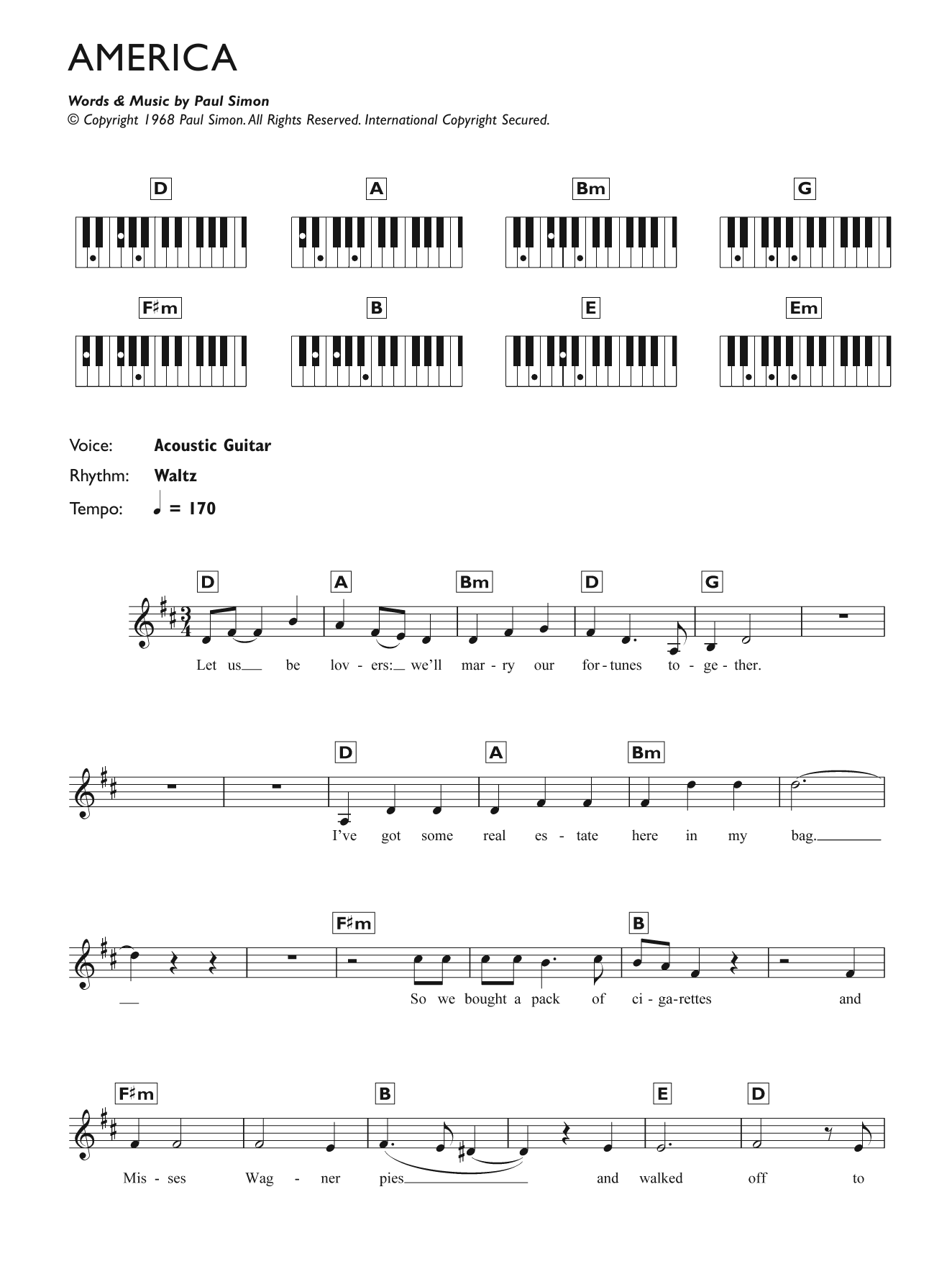 Produktgalerie: Seite 1 von 1 America, Simon & Garfunkel, Klavier