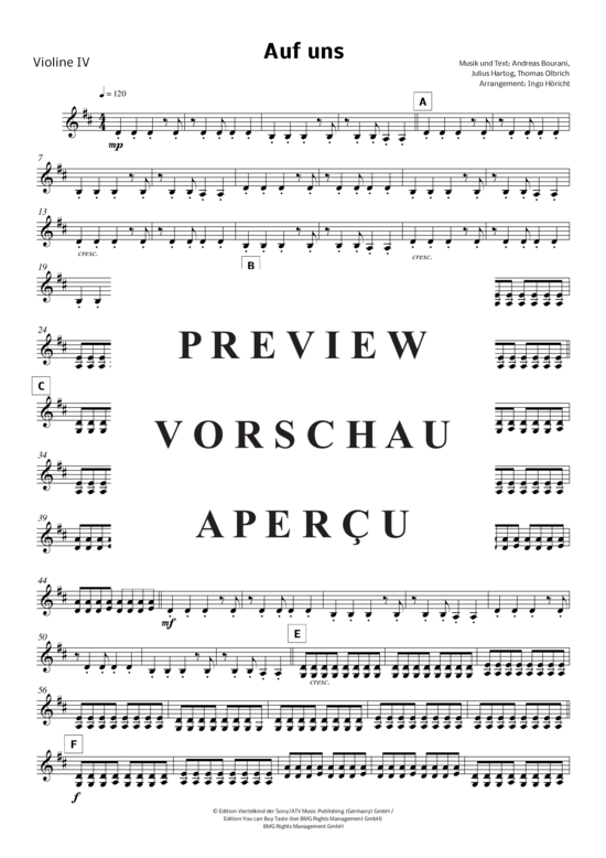 gallery: Auf Uns , Bourani, Andreas, (Geigenquartett)