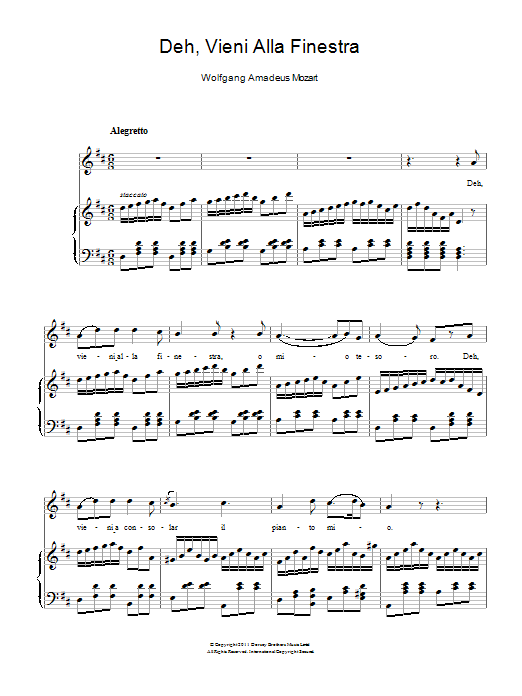 Product picture to: Deh, Vieni Alla Finestra (Serenade)