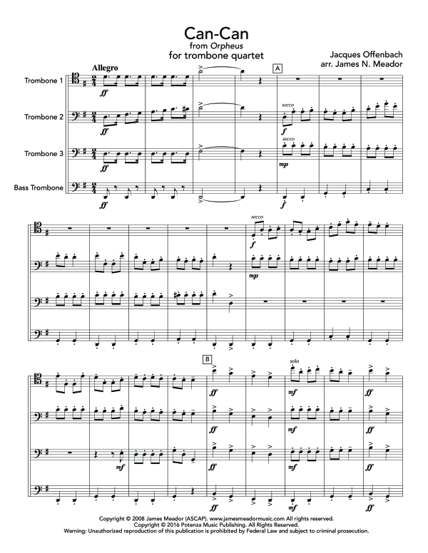 Product gallery: Page 1 of 11 Can-Can, , (Trombone quartet)