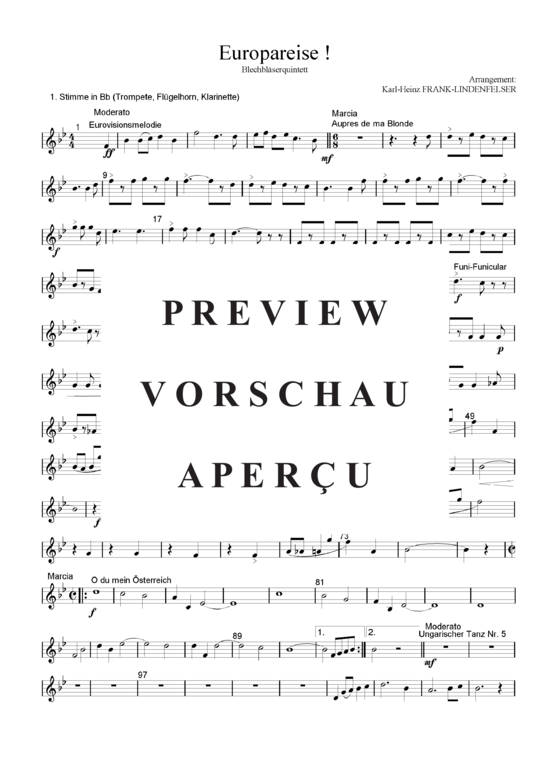 Produktgalerie: Seite 13 von 21 Europareise , Blasorchester Fatamo, (Blechbläser Quintett flexible Besetzung)