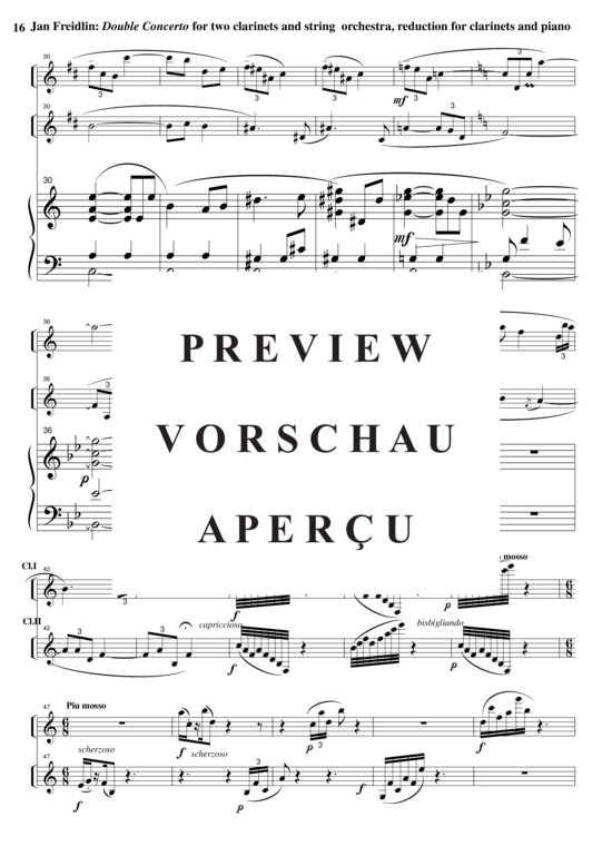 Product gallery: Page 17 of 21 Double Concerto for Bb clarinet and string orchestra (Piano Reduction) , , Trio for 2 Clarinets and Piano