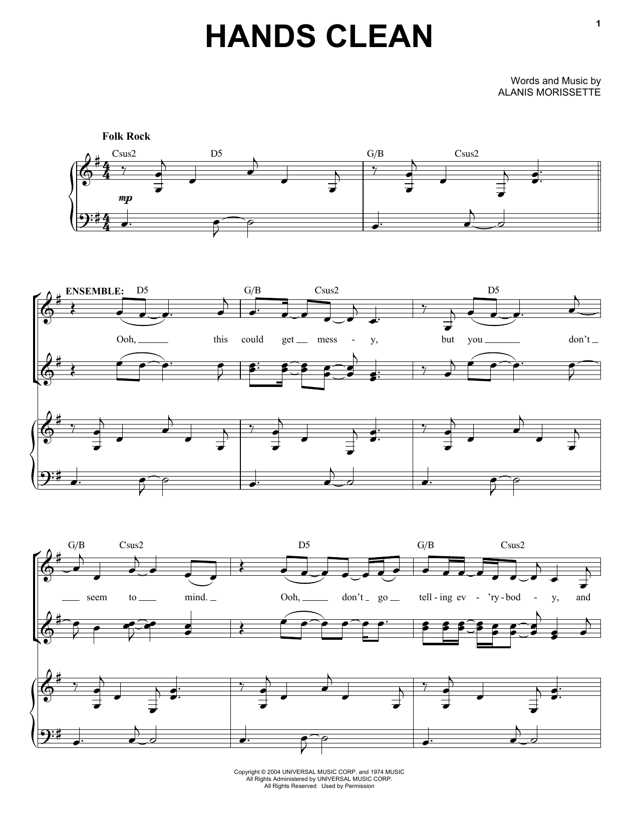 Product picture to: Entr'Acte (Hands Clean) (from Jagged Little Pill The Musical)