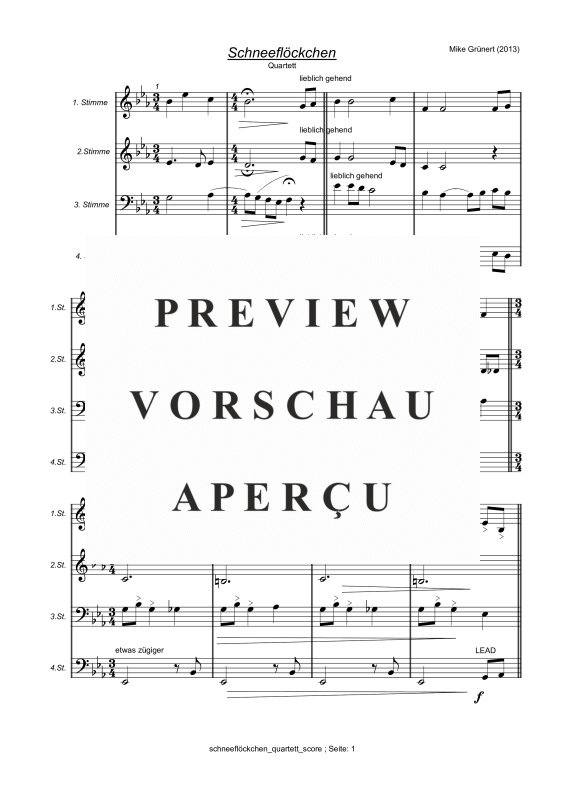 gallery: Schneeflöckchen,Weißröckchen, , Flexibles Quartett Stimmen in C, B, Es, F und C Bass
