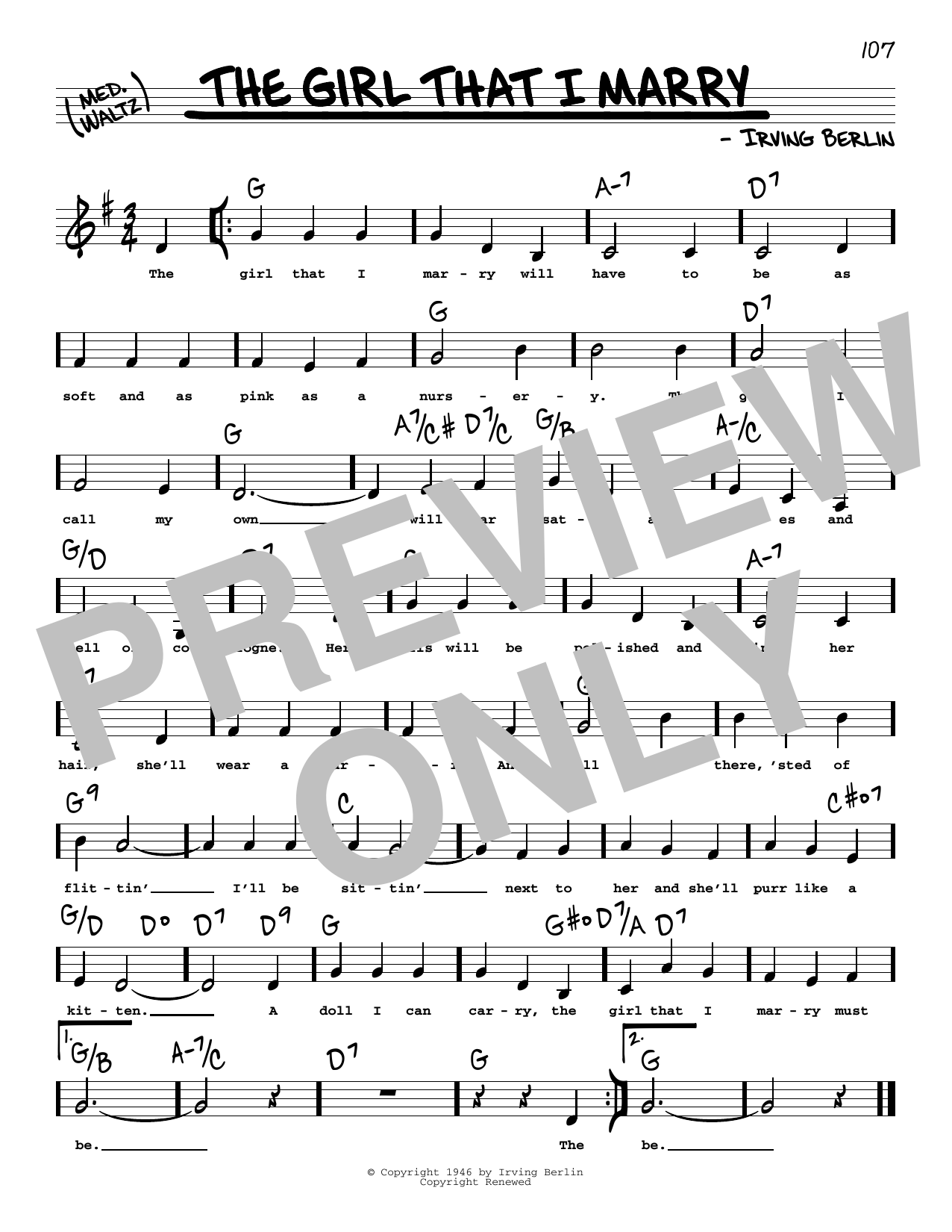 Produktbild zu: The Girl That I Marry (Low Voice)