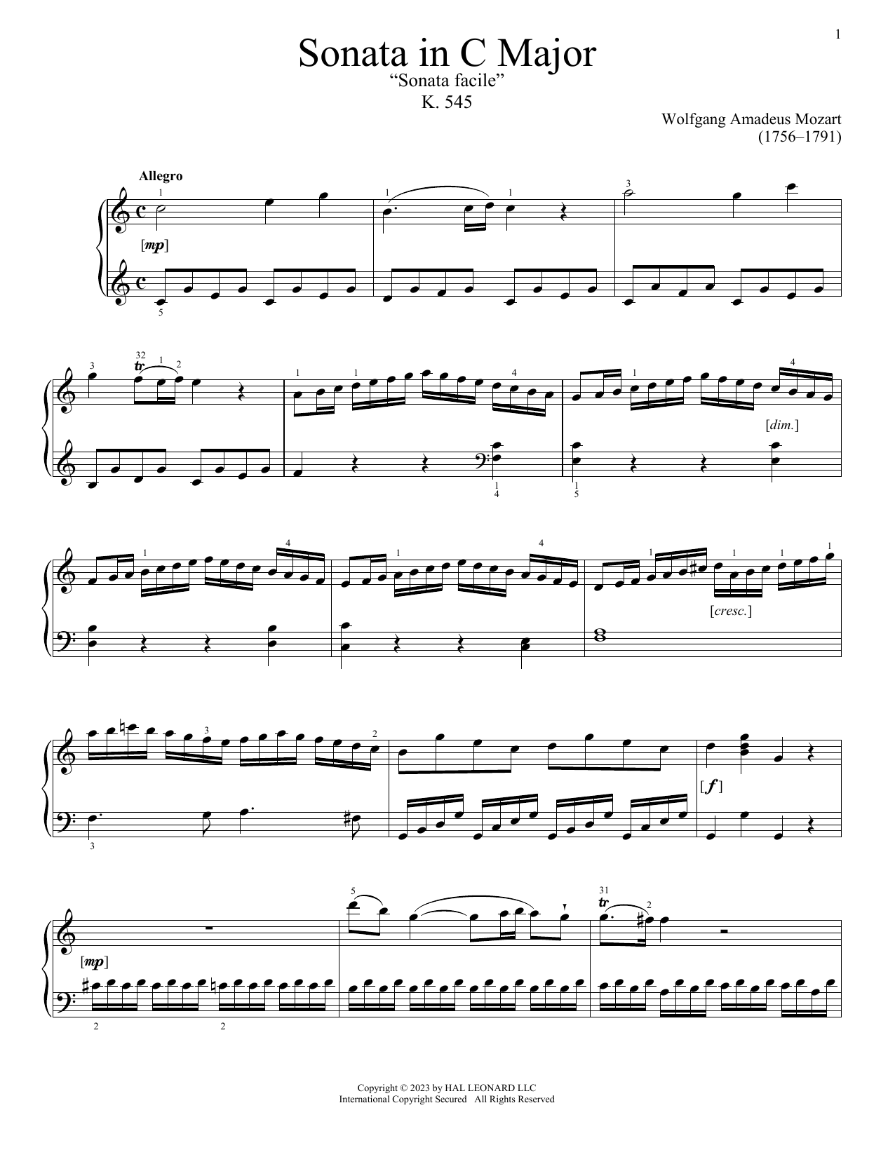 Produktbild zu: Sonata In C Major, K. 545