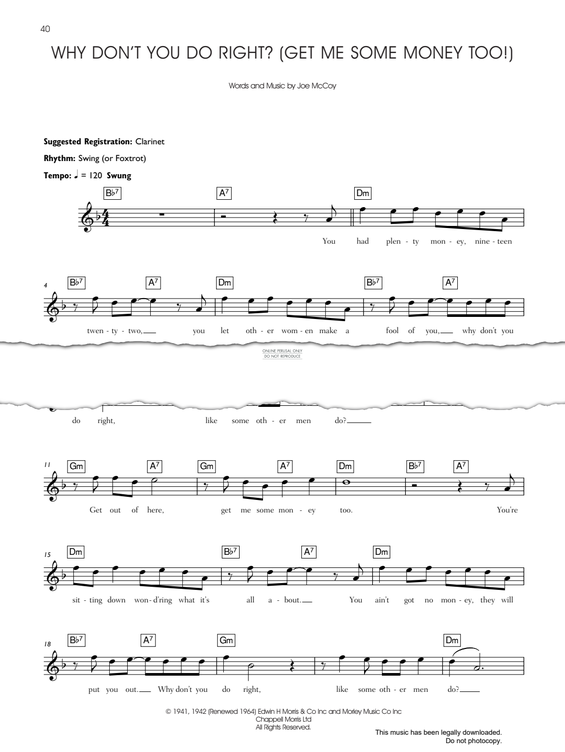 Produktgalerie: Seite 1 von 1 Why Don't You Do Right? (Get Me Some Money Too!), Peggy Lee, Gesang, Keyboard