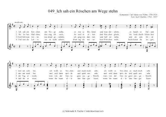 Product picture to: Ich sah ein Röschen am Wege stehn Carl Maria von Weber,  1786-1826 / Karl Müchler, 1763 - 1857