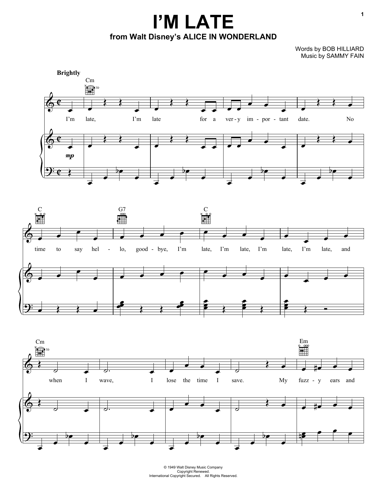 Produktbild zu: I'm Late (from Alice In Wonderland)
