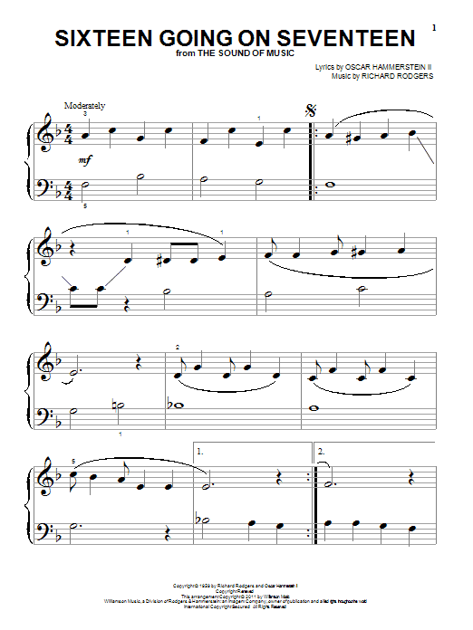 Produktgalerie: Seite 1 von 1 Sixteen Going On Seventeen, Rodgers & Hammerstein, Klavier