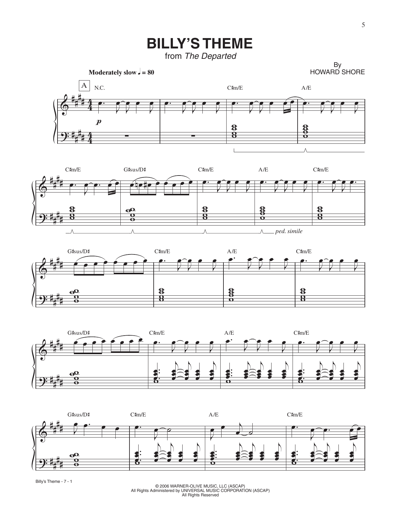 Produktbild zu: Billy's Theme (from The Departed)