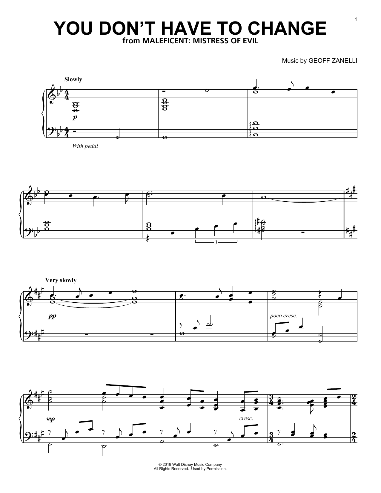 Product gallery: Page 1 of 1 You Don't Have To Change (from Disney's Maleficent: Mistress of Evil), Geoff Zanelli