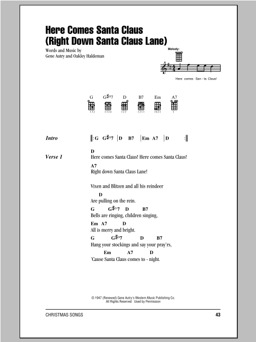 Product gallery: Page 1 of 1 Here Comes Santa Claus (Right Down Santa Claus Lane), Gene Autry