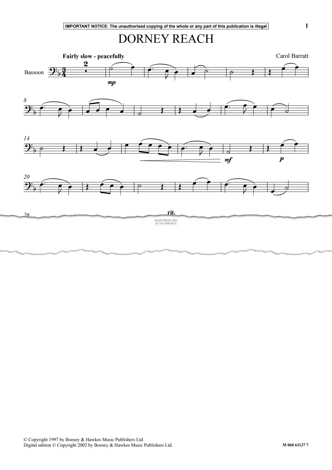 Produktgalerie: Seite 1 von 1 Dorney Reach, Carol Barratt, Fagott, Klavier