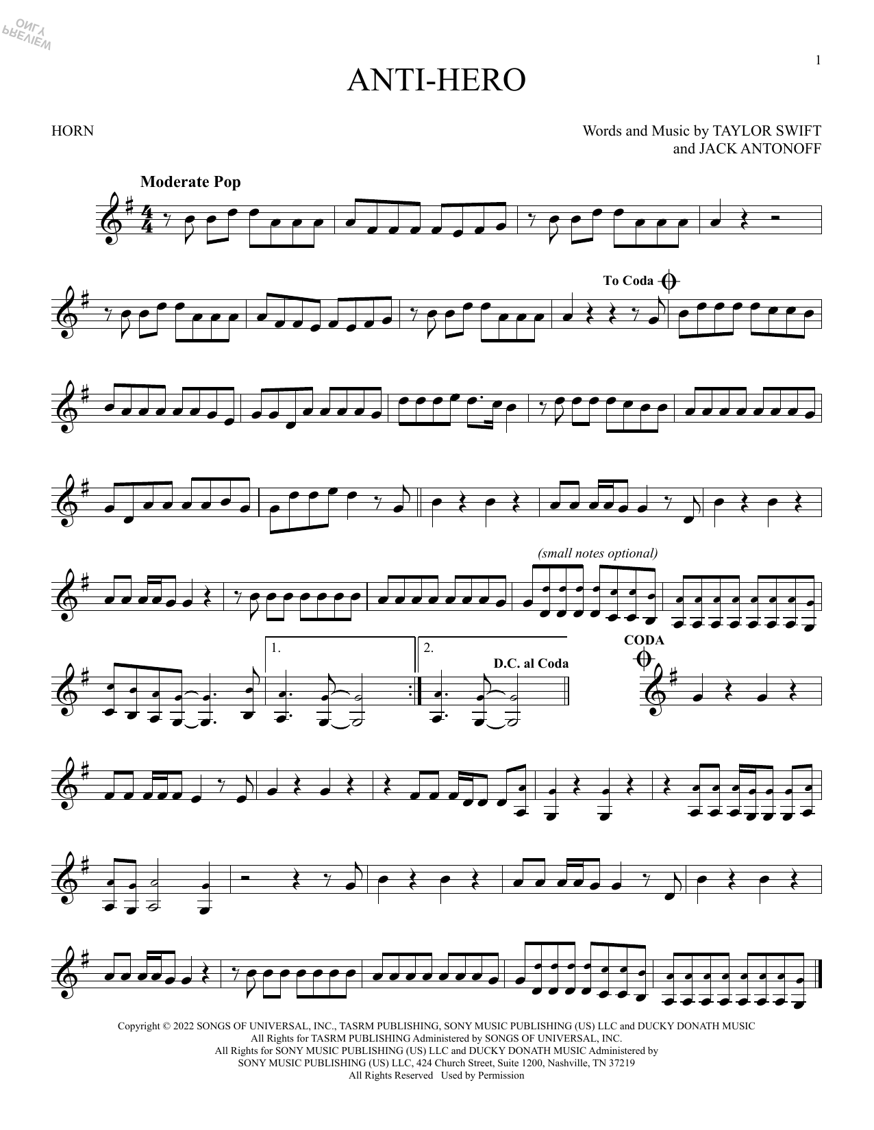 Produktgalerie: Seite 1 von 1 Anti-Hero, Taylor Swift, Horn