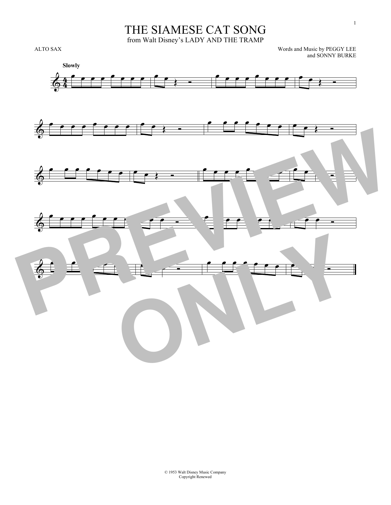 Product gallery: Page 1 of 1 The Siamese Cat Song (from Lady And The Tramp), Peggy Lee