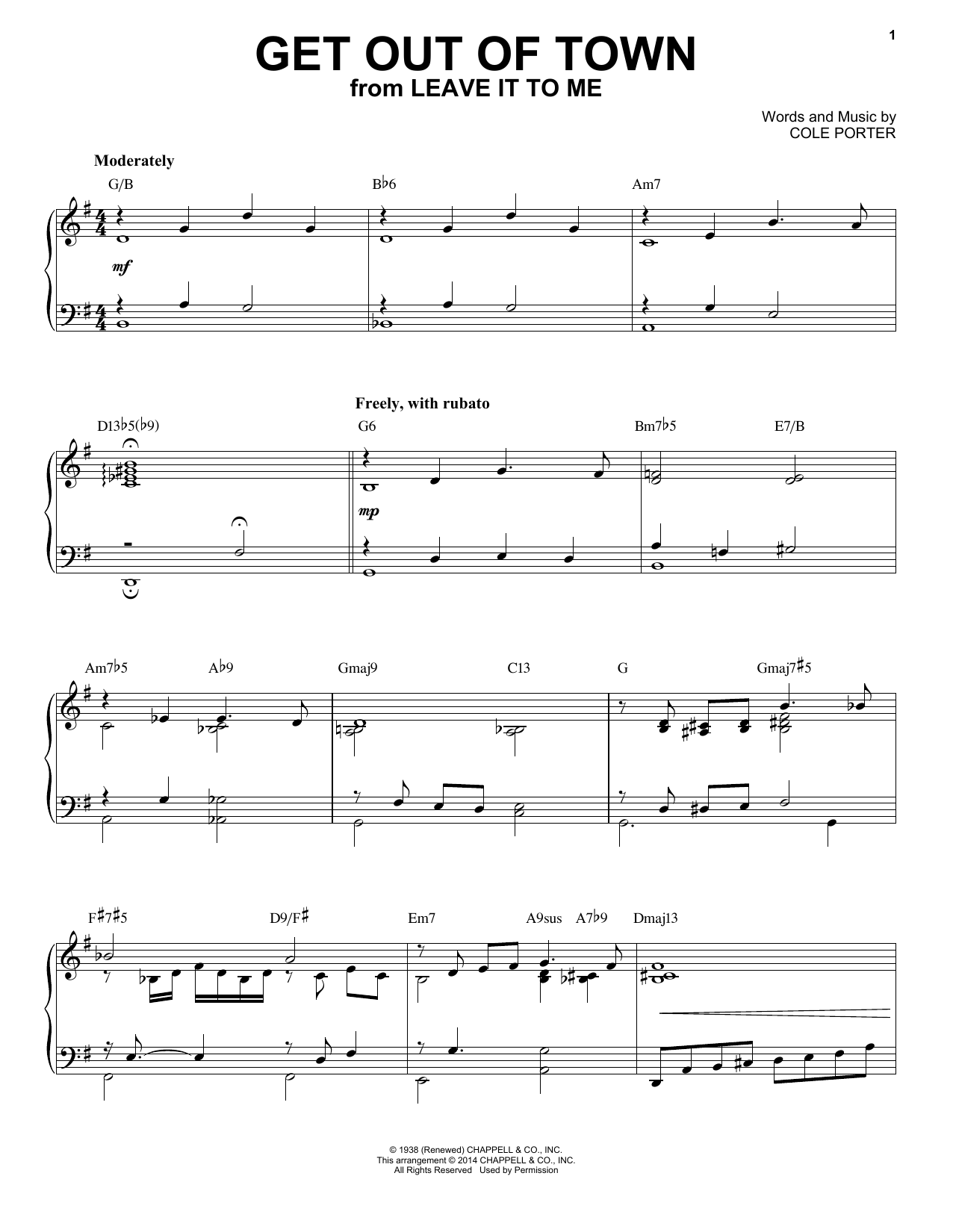 Product picture to: Get Out Of Town [Jazz version] (arr. Brent Edstrom)