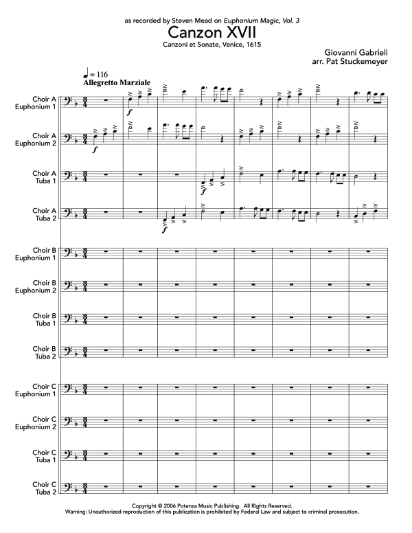 Produktgalerie: Seite 1 von 11 Canzon XVII, , (Tuba Ensemble EEEEEETTTTTT)