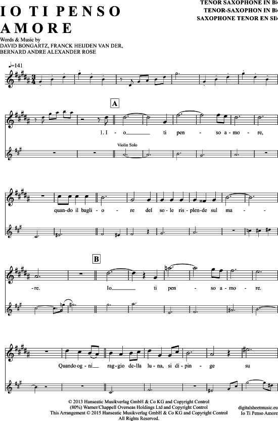 gallery: Io Ti Penso Amore , Garrett, David, (Tenor-Sax)