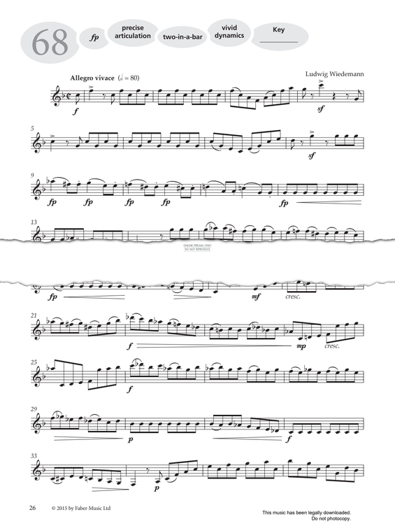 Product gallery: Page 1 of 1 Study No.68 'Allegro Vivace' (from 'More Graded Studies For Clarinet Book Two'), Ludwig Wiedemann
