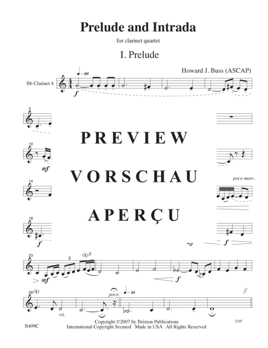 gallery: Prelude and Intrada , , (4 Klarinetten in B)