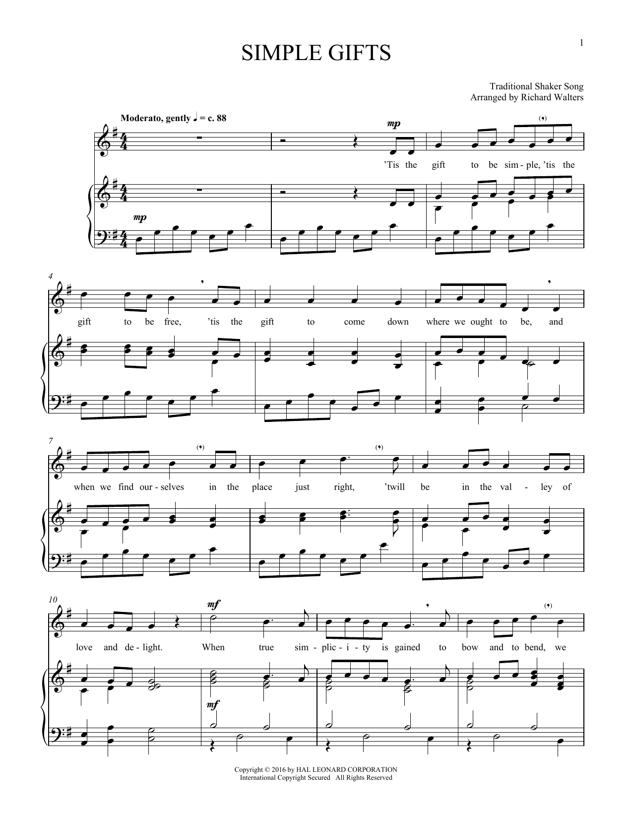 Product gallery: Page 1 of 1 Simple Gifts, Traditional Shaker Hymn