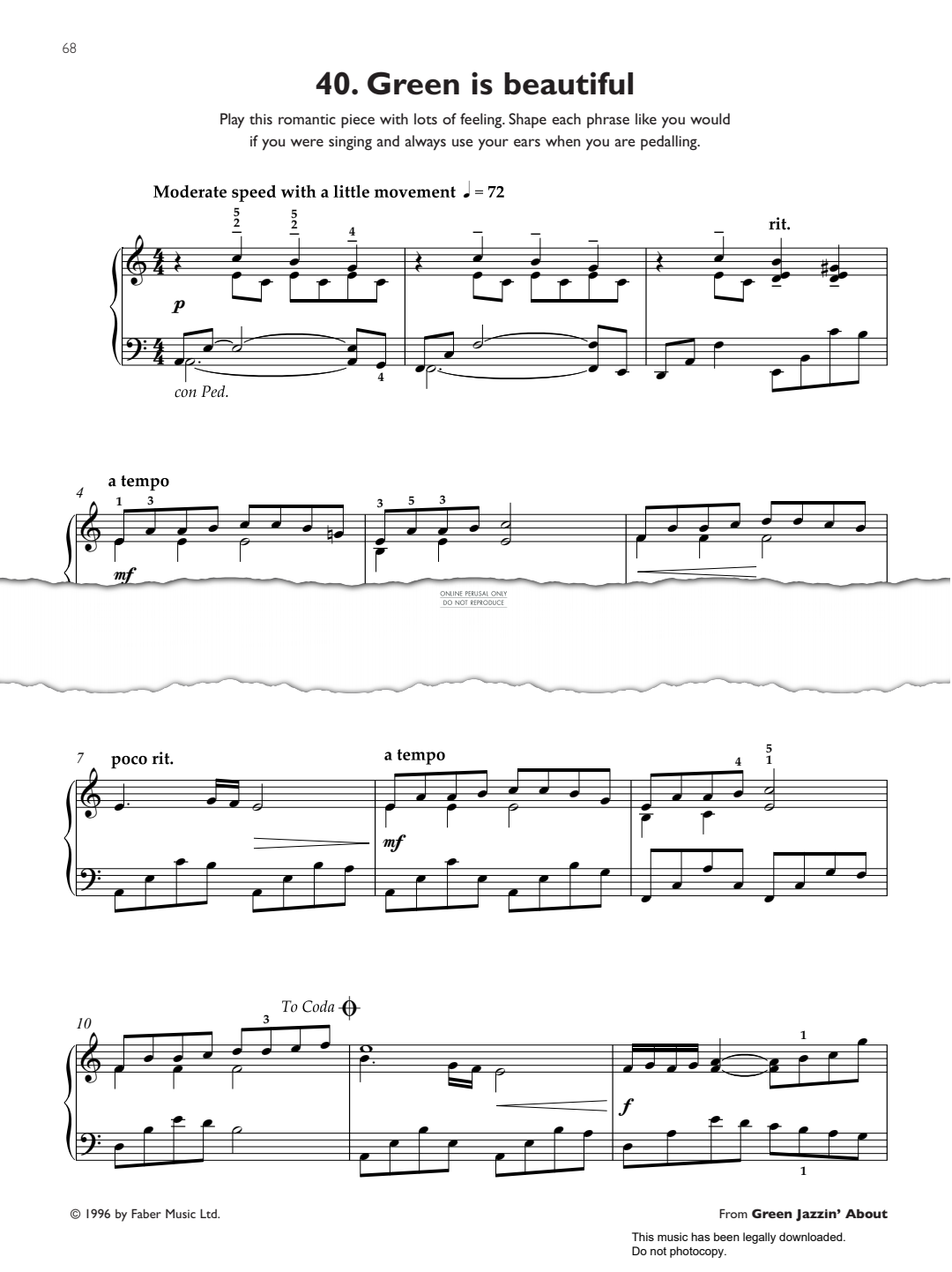Produktgalerie: Seite 1 von 1 Green Is Beautiful, Pam Wedgwood, Klavier