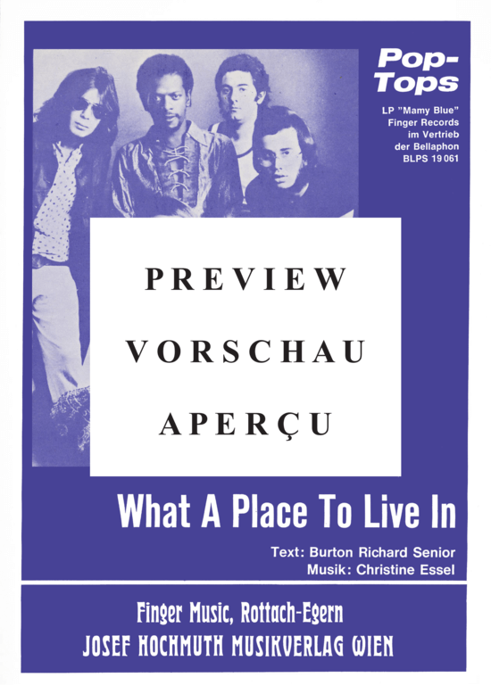 Produktgalerie: Seite 2 von 4 What A Place to Live in , Pop Tops, Klavier und Gesang