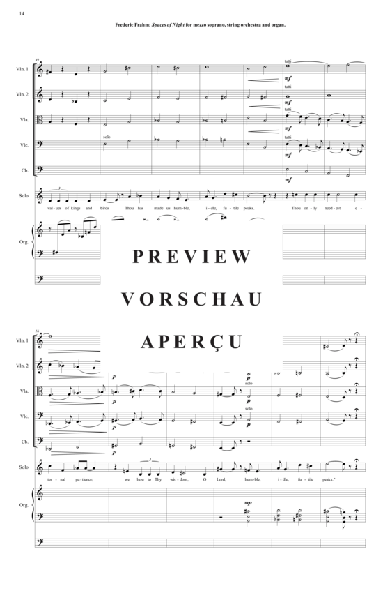 Product gallery: Page 15 of 21 Spaces of Night , , (mezzo soprano, organ + string orchestra)