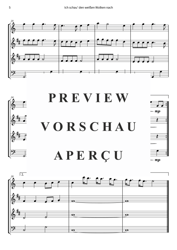 Product gallery: Page 7 of 11 Ich schau´ den weißen Wolken nach, Nana Mouskouri, (Woodwind Quartet)