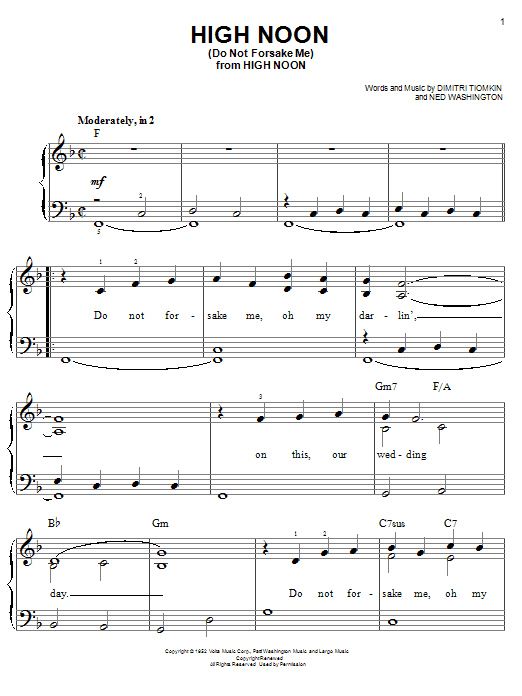 Produktgalerie: Seite 1 von 1 High Noon (Do Not Forsake Me), Dimitri Tiomkin, Klavier