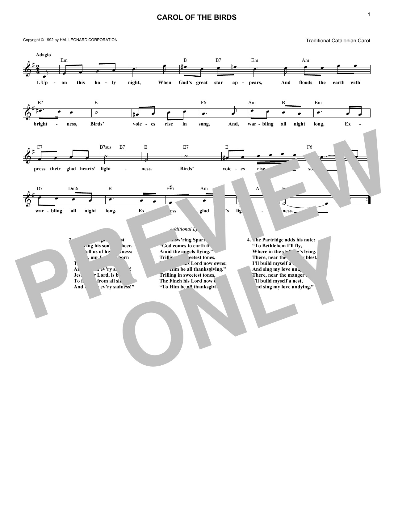 Product gallery: Page 1 of 1 Carol Of The Birds, Traditional Catalonian Carol
