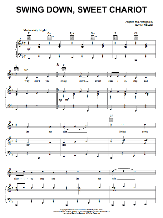 Produktgalerie: Seite 1 von 1 Swing Down, Sweet Chariot, Elvis Presley, Gesang, Gitarre, Klavier