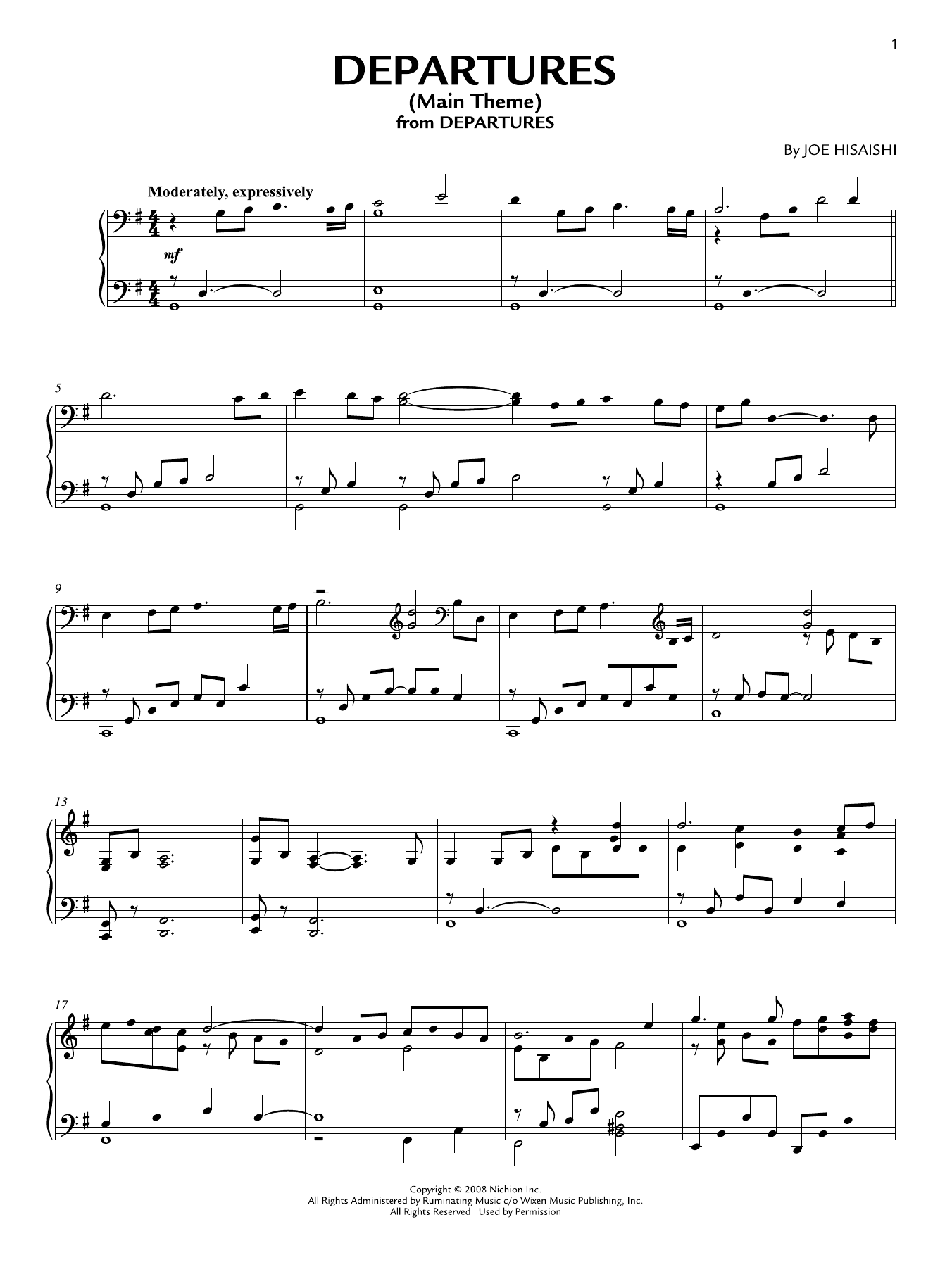 Produktgalerie: Seite 1 von 1 Departures (Main Theme), Joe Hisaishi, Klavier