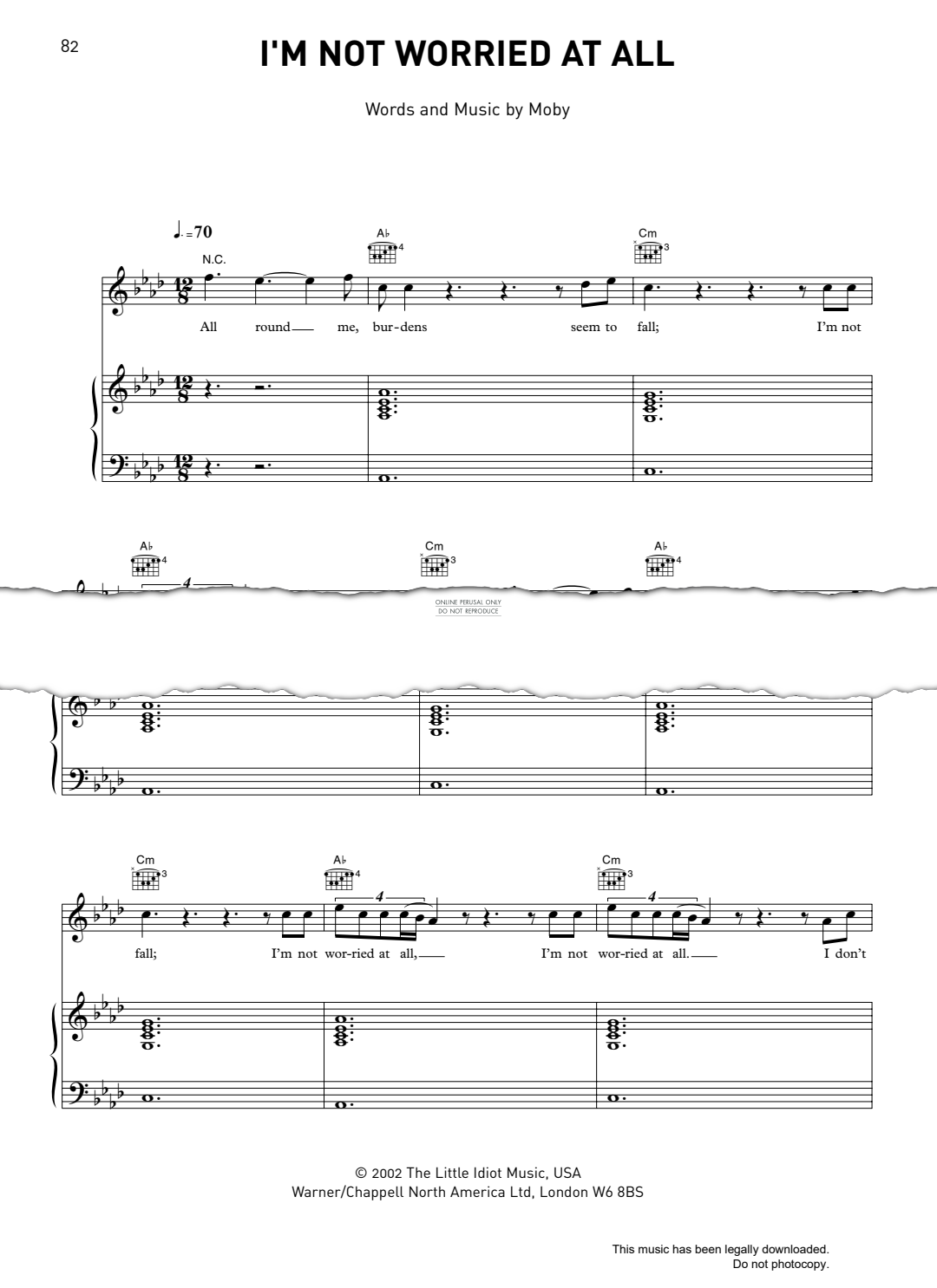 Produktgalerie: Seite 1 von 1 I'm Not Worried At All, Moby, Gesang, Gitarre, Klavier