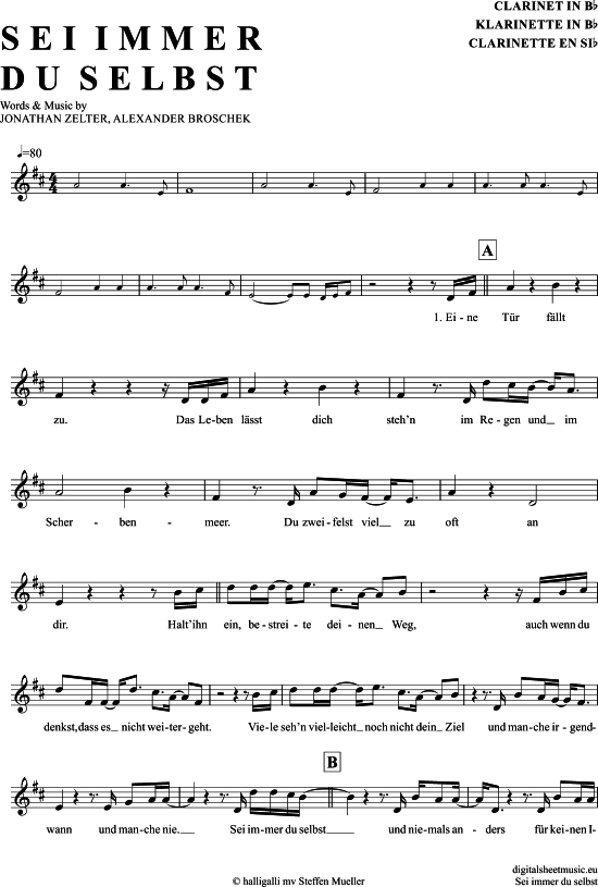 Product gallery: Page 1 of 4 Sei Immer Du Selbst , Zelter, Jonathan, Clarinet in B-flat