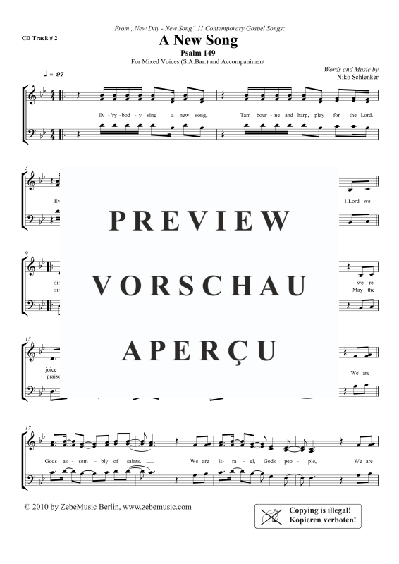gallery: A New Song (Psalm 149), , Gemischter Chor SAB und Klavier