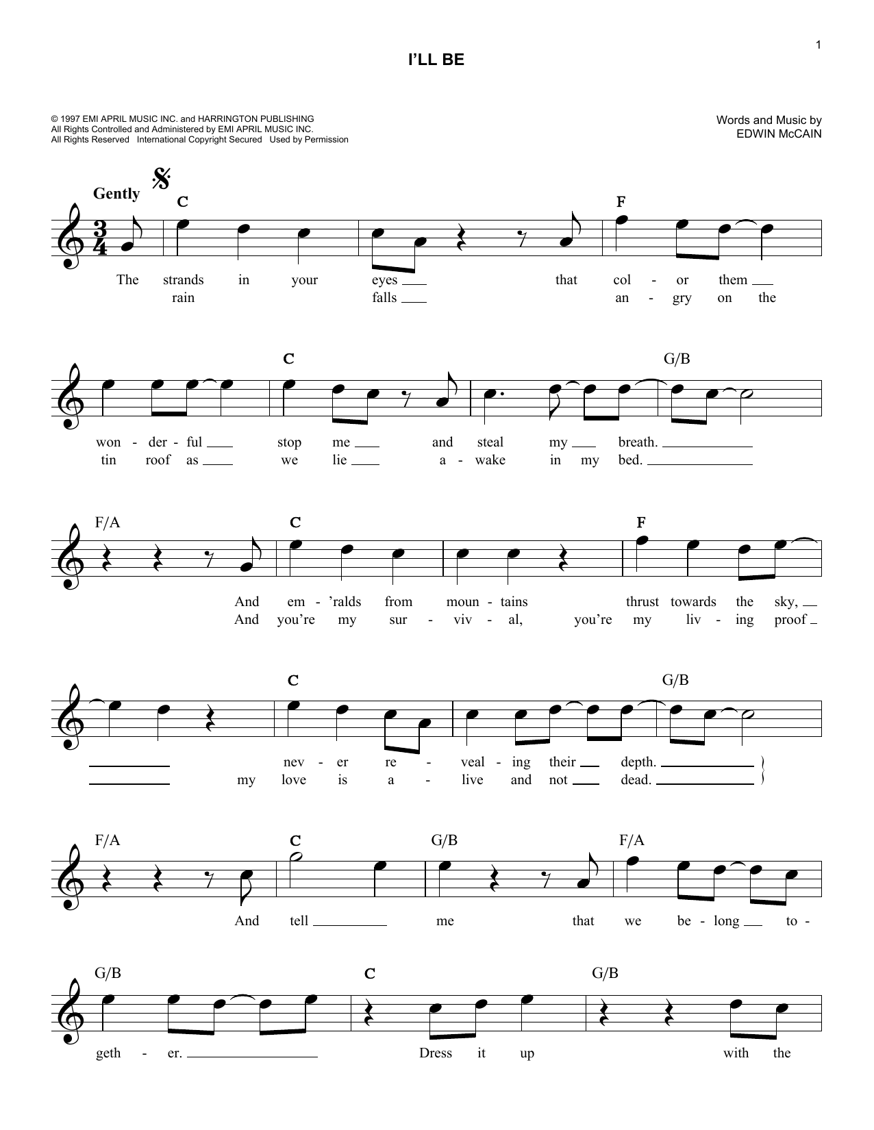 Product gallery: Page 1 of 1 I'll Be, Edwin McCain