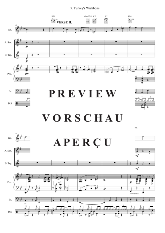 Produktgalerie: Seite 6 von 21 Turkey´s Wishbone , , (Combo Band + Alt Saxophon, Trompete in B)