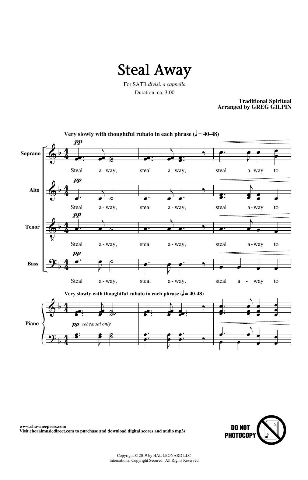 Product picture to: Steal Away (arr. Greg Gilpin)