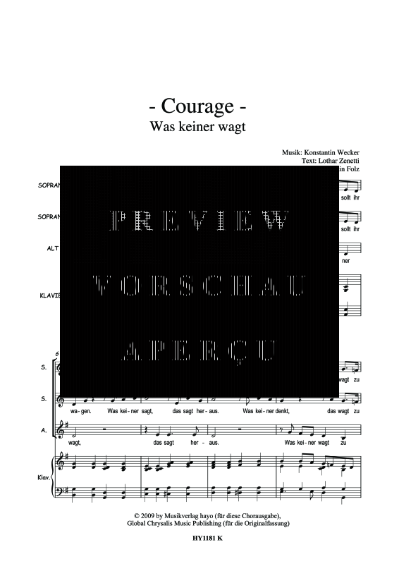 Product gallery: Page 4 of 7 Was keiner wagt - Courage, , (female choir SSA and piano - piano score)