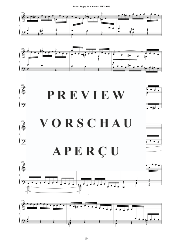 Produktgalerie: Seite 11 von 11 Fuge in A-Moll BWV 944b - Piano Version, , Klavier Solo