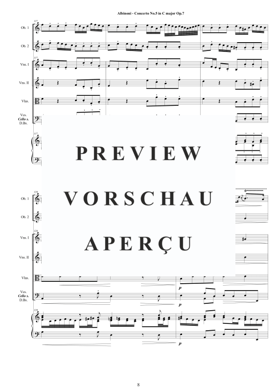 Product gallery: Page 9 of 11 Concerto No.5 in C-Dur Op.7, , 2 Solo Oboes, String Ensemble, and Harpsichord (Bc)