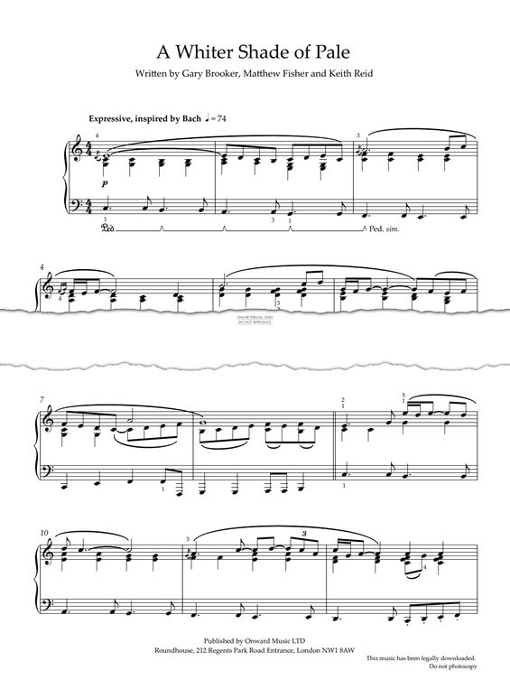 Produktgalerie: Seite 1 von 1 A Whiter Shade Of Pale, Procol Harum, Klavier