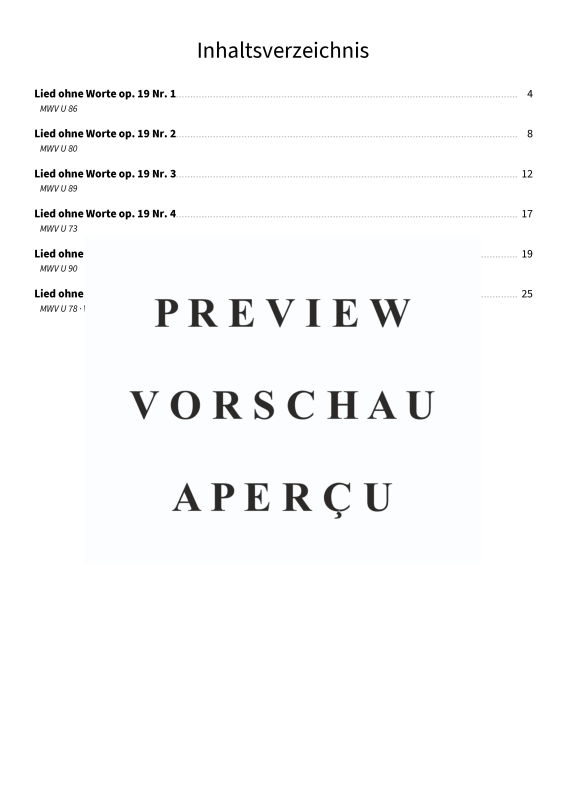 Produktgalerie: Seite 5 von 11 Lieder ohne Worte op. 19, , Klavier Solo