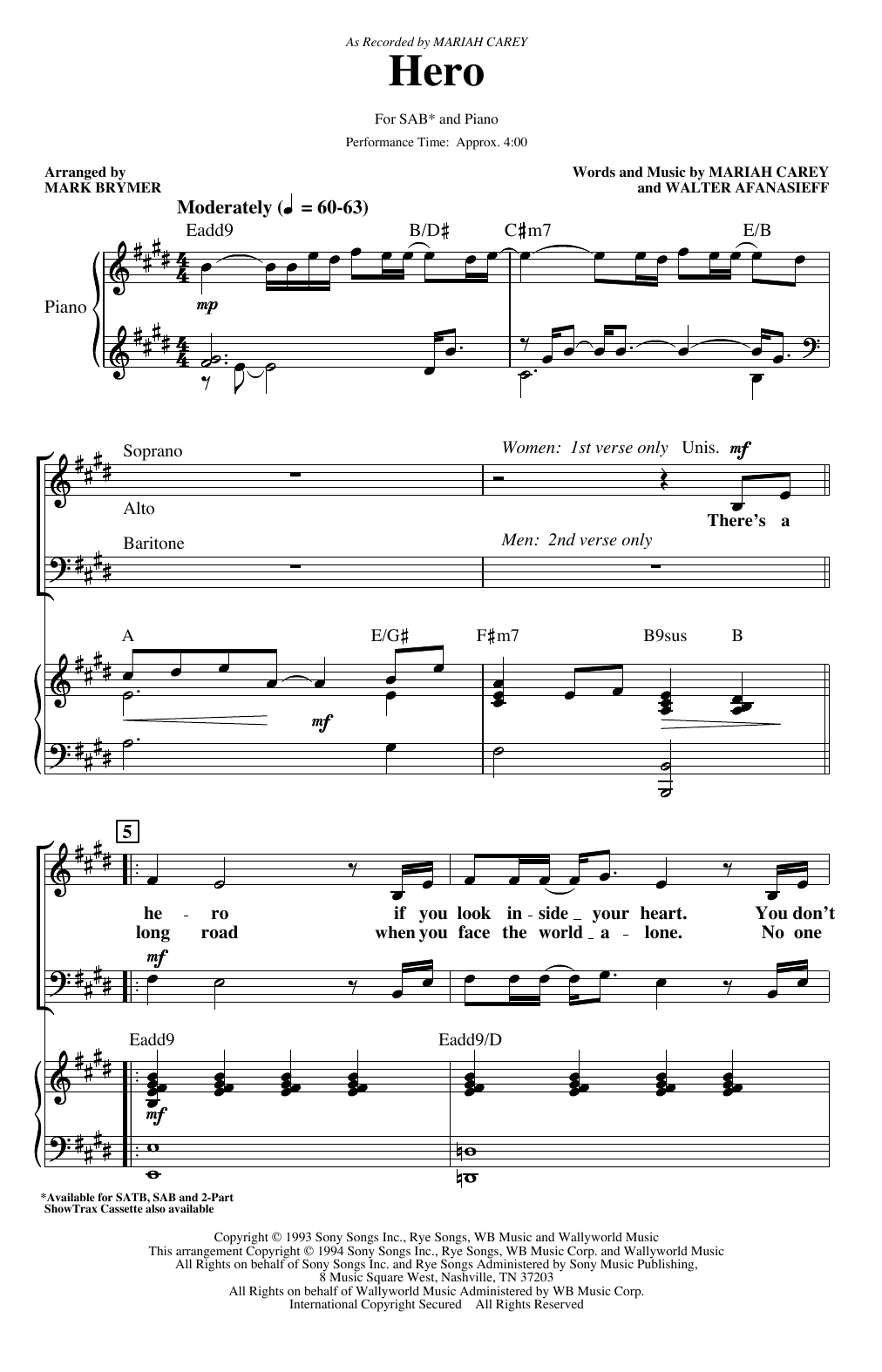 Produktgalerie: Seite 1 von 1 Hero (arr. Mark Brymer), Mariah Carey, Chor