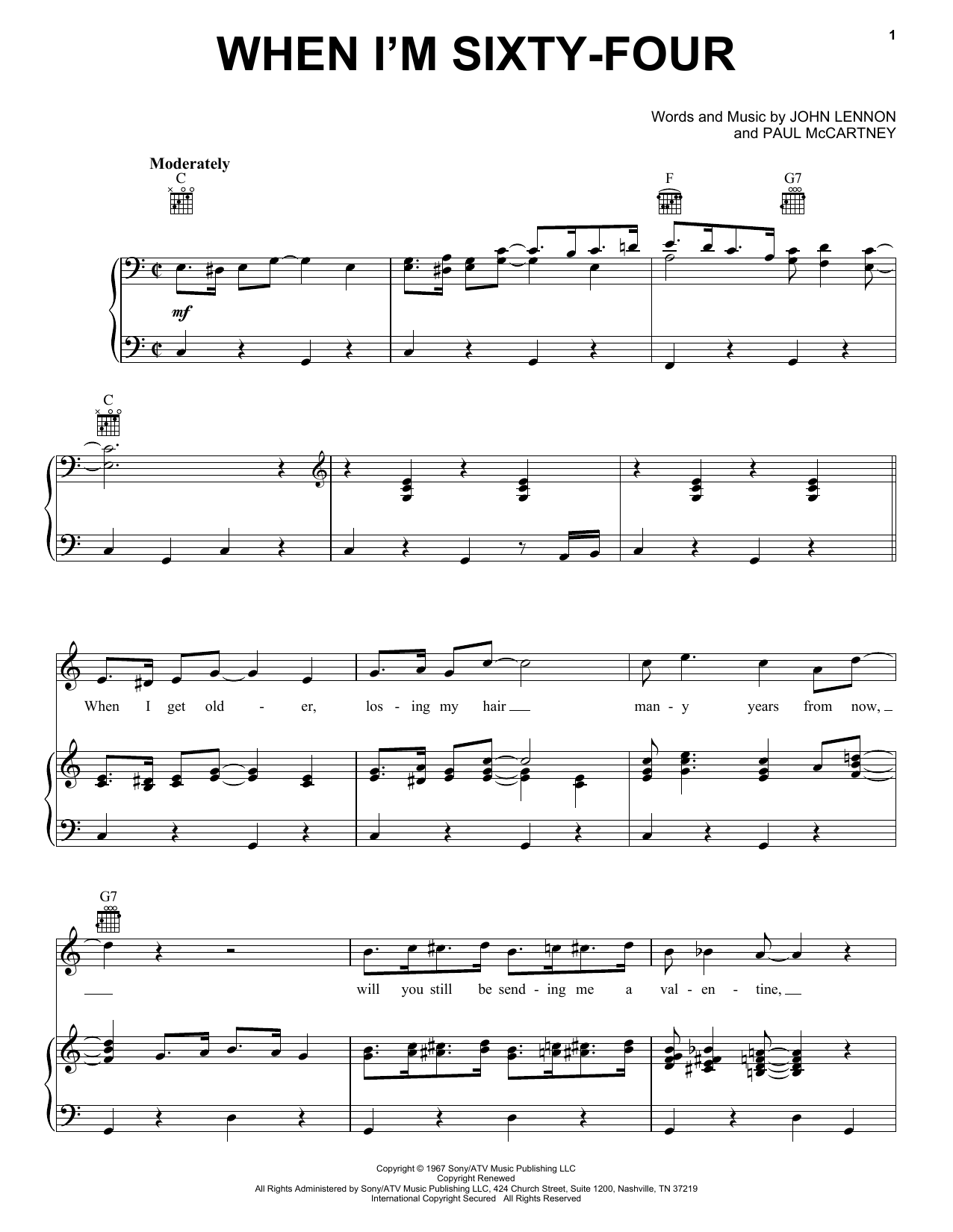 Produktgalerie: Seite 1 von 1 When I'm Sixty-Four, The Beatles, Gesang, Gitarre, Klavier
