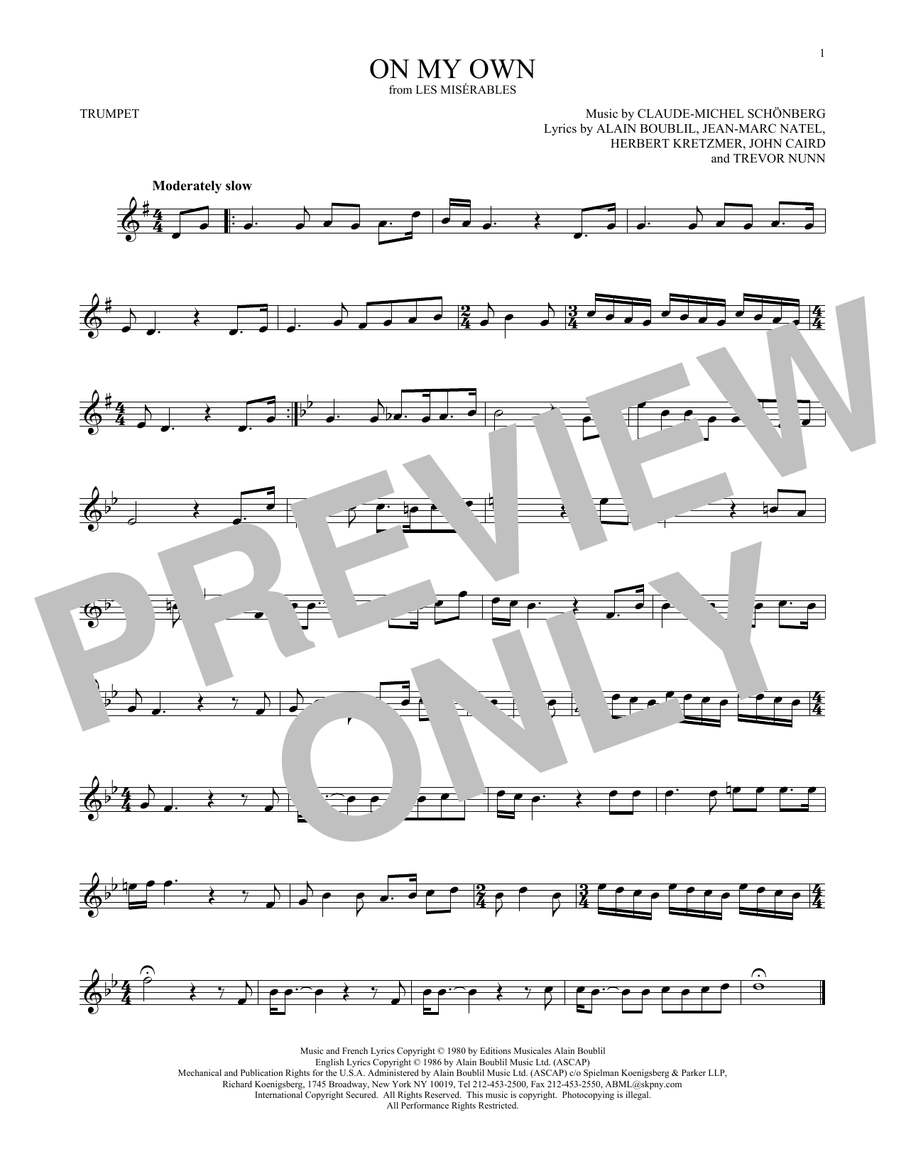 Product gallery: Page 1 of 1 On My Own, Claude-Michel Schonberg